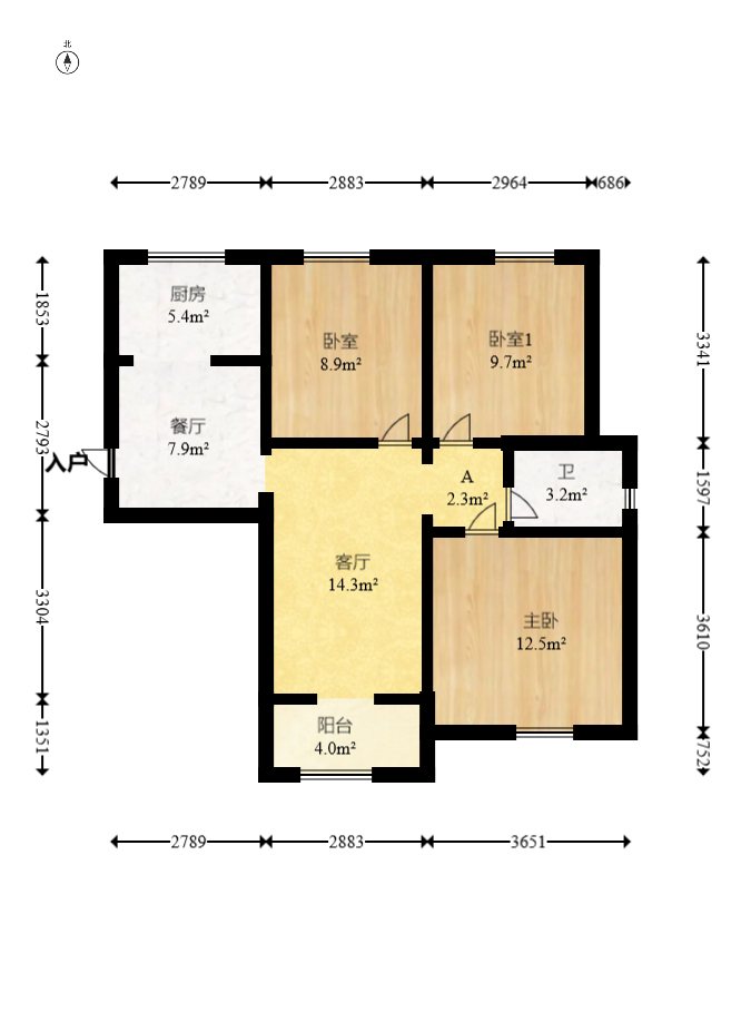 荣盛花语城  3室2厅1卫    75.0万 荣盛花语城  3室2厅1卫    75.0万户型图