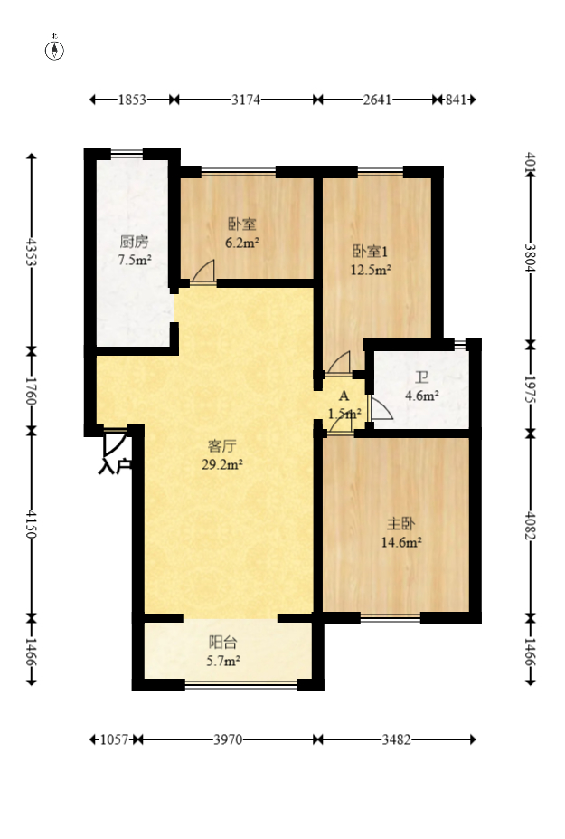 山水湾  3室2厅1卫   64.80万室内图1