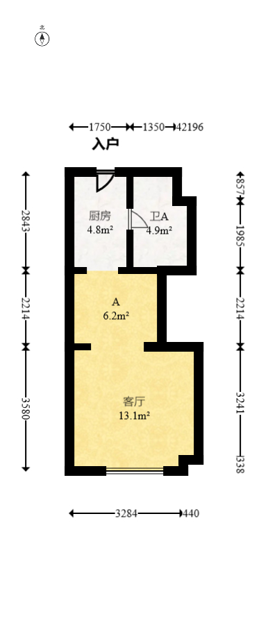 合能枫丹丽舍（柏悦名苑)  1室1厅1卫   42.80万室内图1