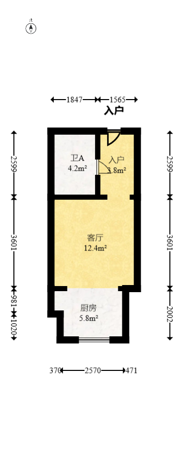 卓越伊景寓  2室1厅1卫   50.00万室内图1