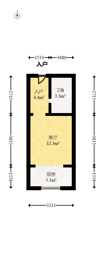 卓越伊景寓  2室1厅1卫   46.80万室内图1