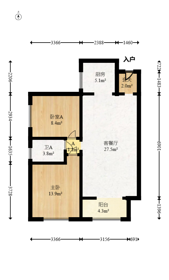 天骄福邸  2室2厅1卫    94.89万 天骄福邸  2室2厅1卫    94.89万户型图