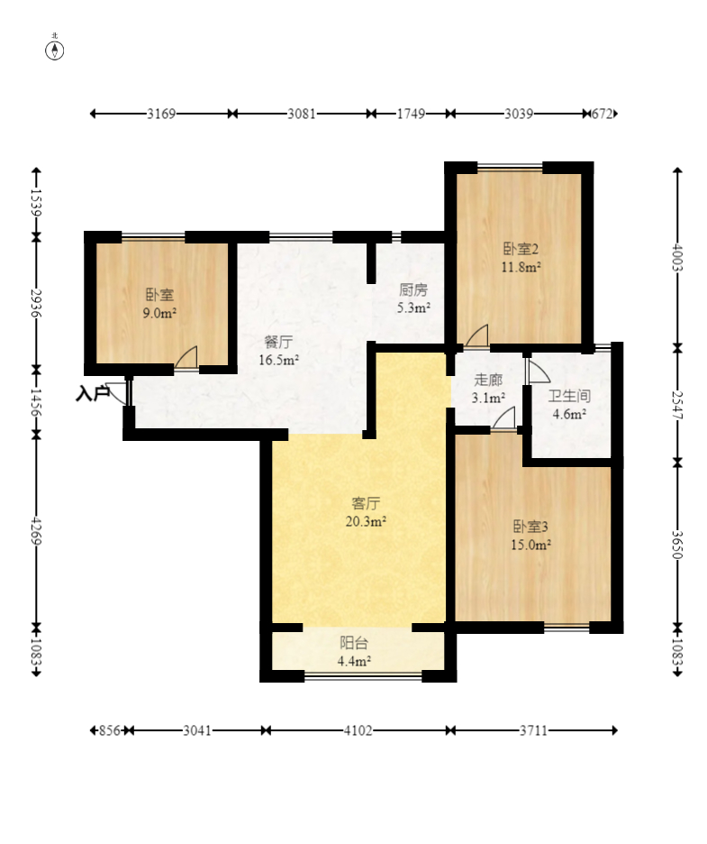 高林仕家 3室2厅1卫 52.8万 高林仕家 3室2厅1卫 52.8万户型图