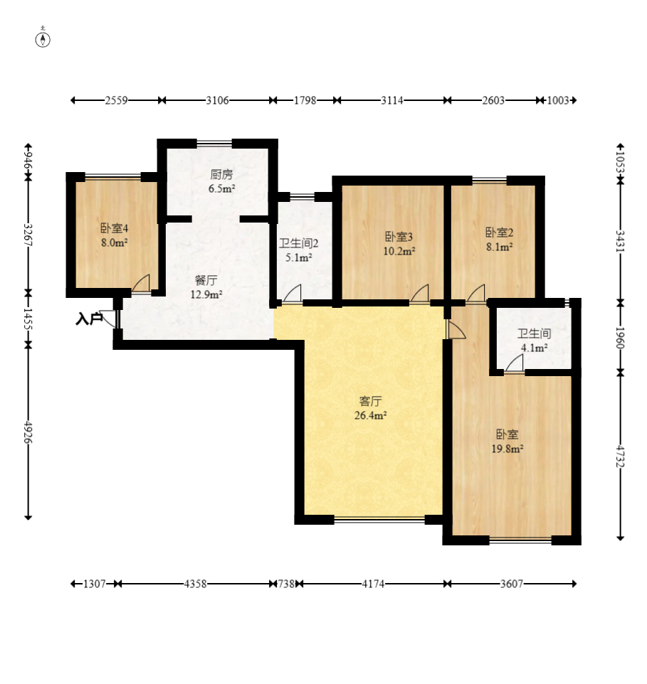 康桥长郡  3室2厅2卫   85.80万室内图1
