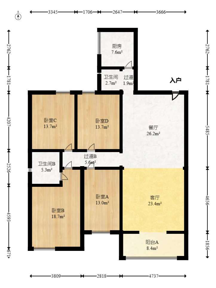 佳逸豪园  4室2厅2卫   214.00万室内图1