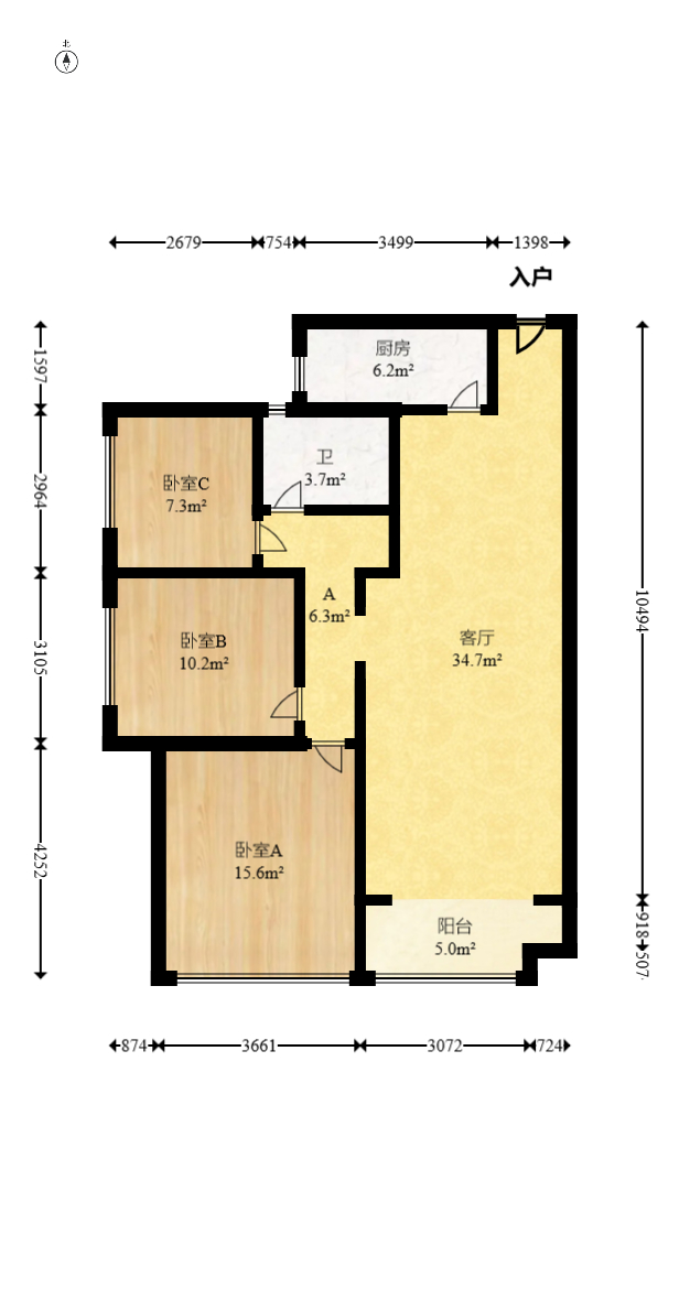佳兆业云顶梅溪湖（佳兆业梅溪荟）  3室2厅1卫   178.00万室内图1