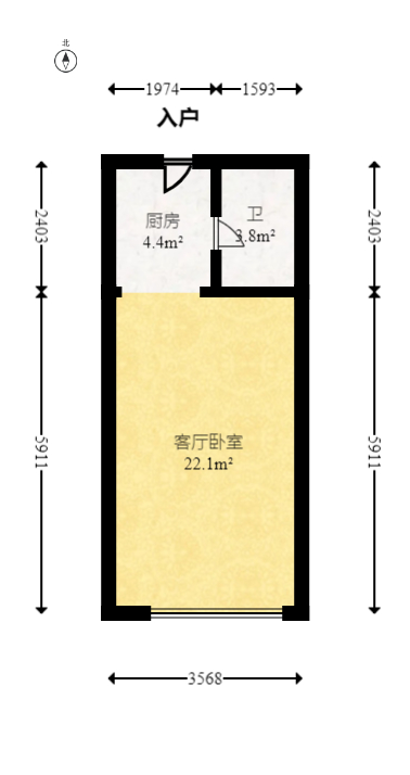福晟翡翠湾  1室1厅1卫   38.00万室内图1