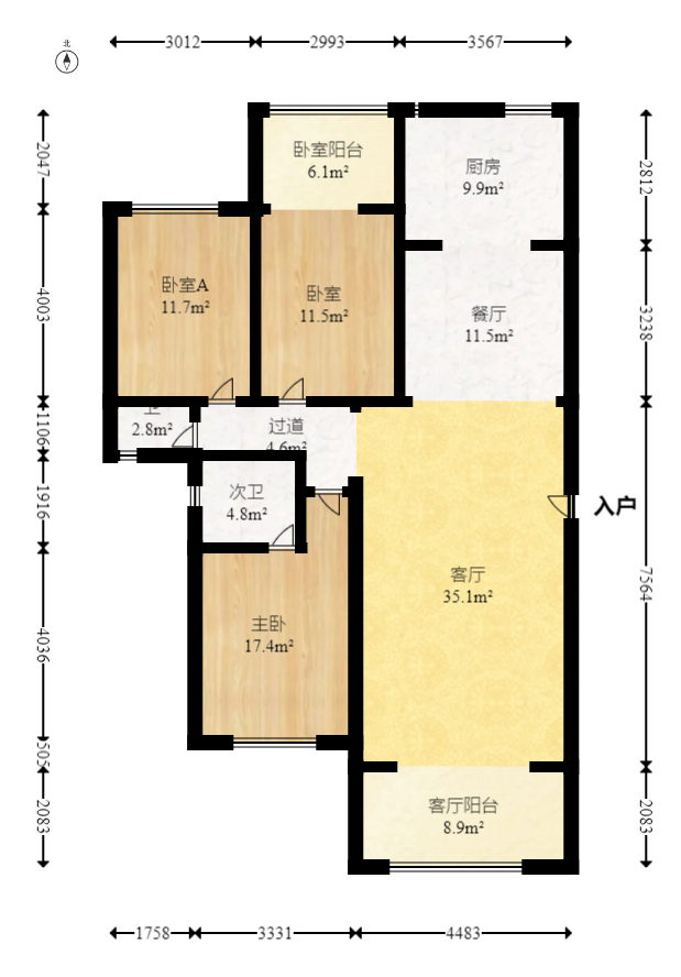 尚城 3室2厅2卫 118.0万 尚城 3室2厅2卫 118.0万户型图