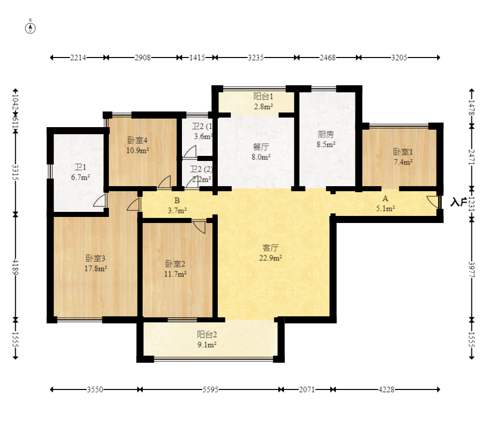 新城新世界一二三期  4室2厅2卫   146.00万室内图1