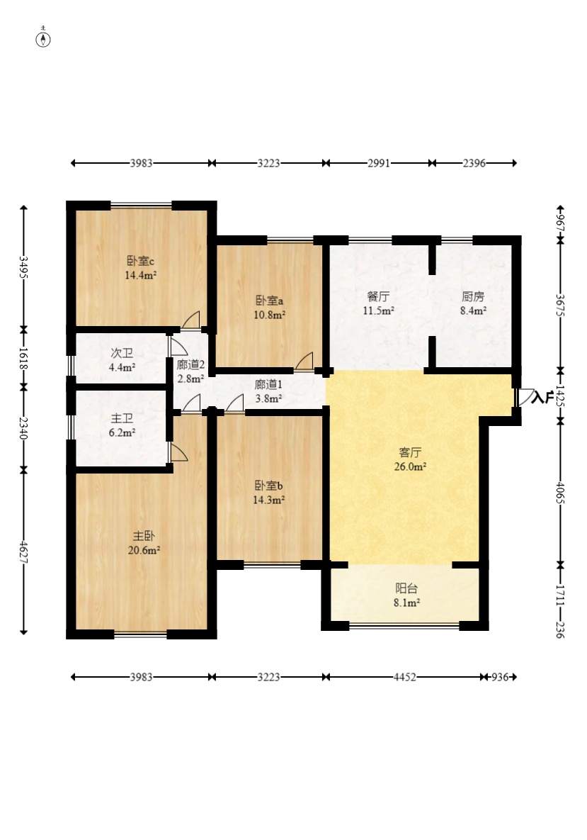 中冶中央公園  4室2廳2衛(wèi)    162.8萬室內(nèi)圖1