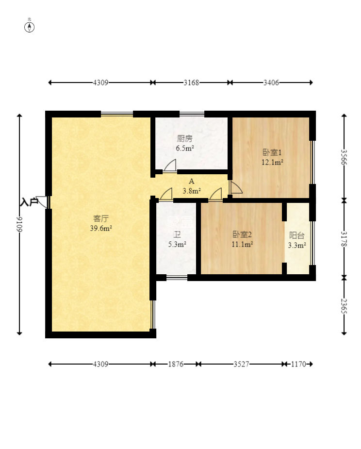 东方新世界  2室2厅1卫    60.0万