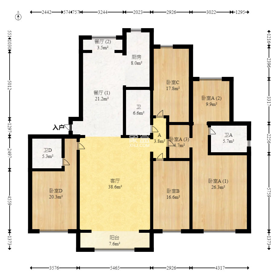 金茂梅溪湖  4室2厅3卫    438.0万