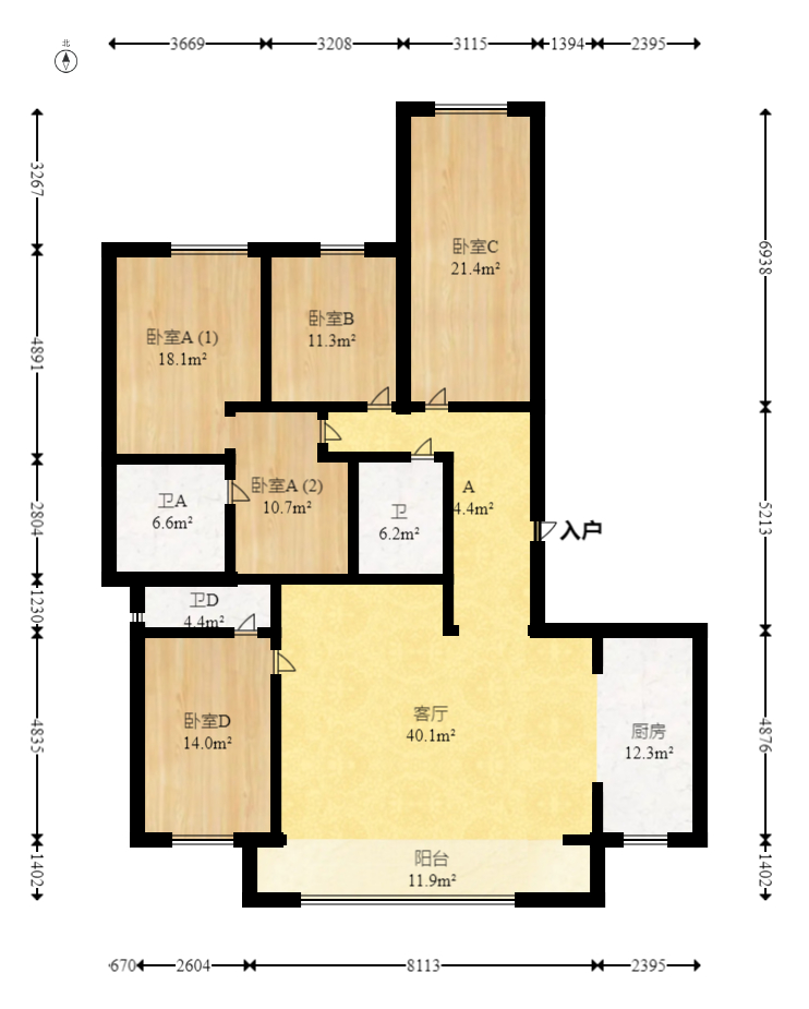 卓越浅水湾  4室2厅2卫    428.0万 卓越浅水湾  4室2厅2卫    428.0万户型图