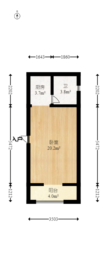 荣泰广场  1室1厅1卫   42.00万室内图1