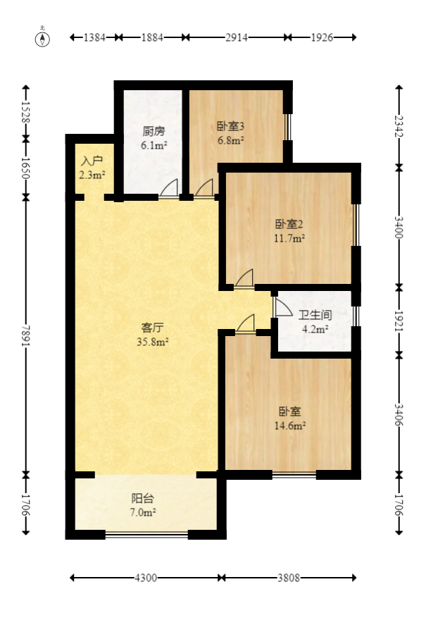 湘预家园  3室2厅2卫    66.0万 湘预家园  3室2厅2卫    66.0万户型图