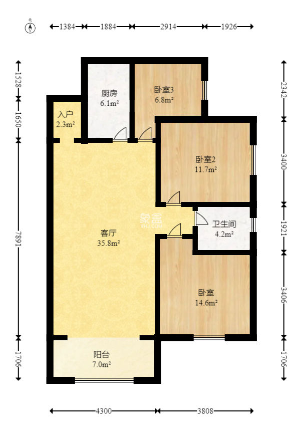 湘預(yù)家園  3室2廳2衛(wèi)   66.00萬