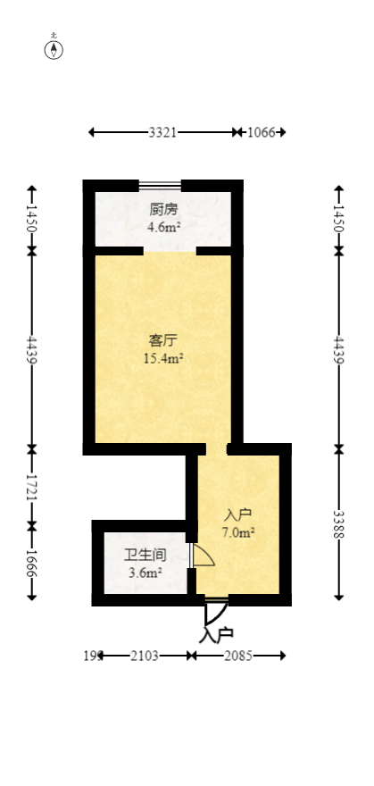 未来蜂巢  1室1厅1卫   14.60万室内图1