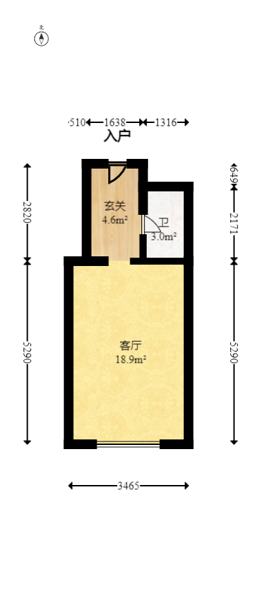 弘坤云寓  2室1厅1卫   38.00万室内图1