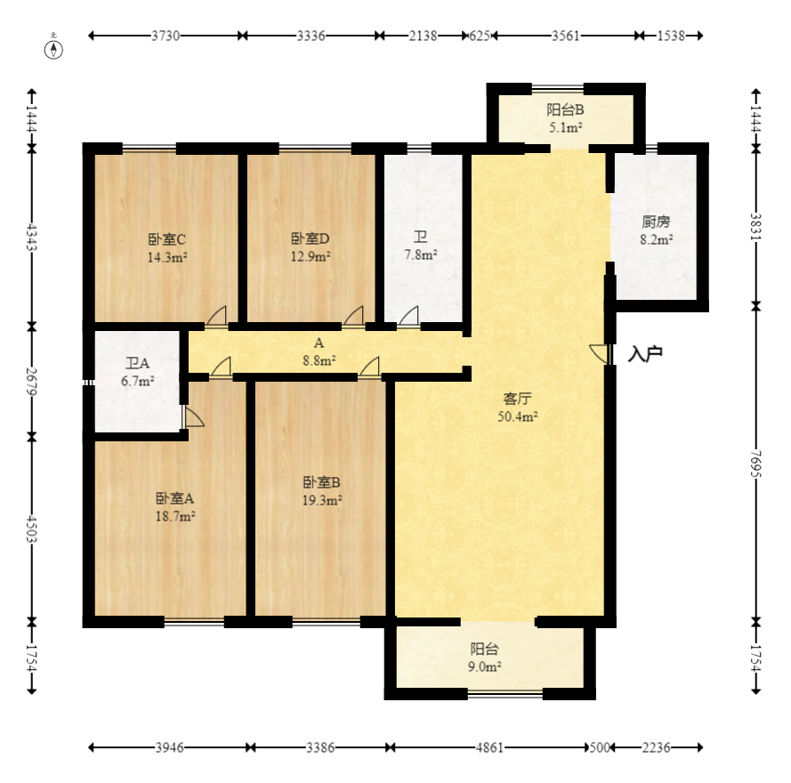 梅溪湖金茂湾  4室2厅2卫   268.00万室内图1