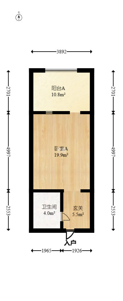 摩天一号  1室1厅1卫    44.8万