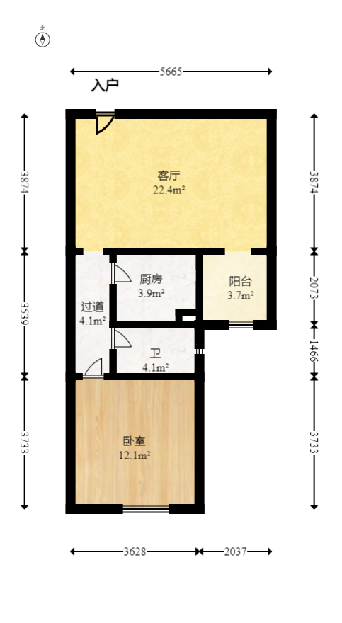 东方银座（东方摩卡）  1室1厅1卫   41.00万室内图1
