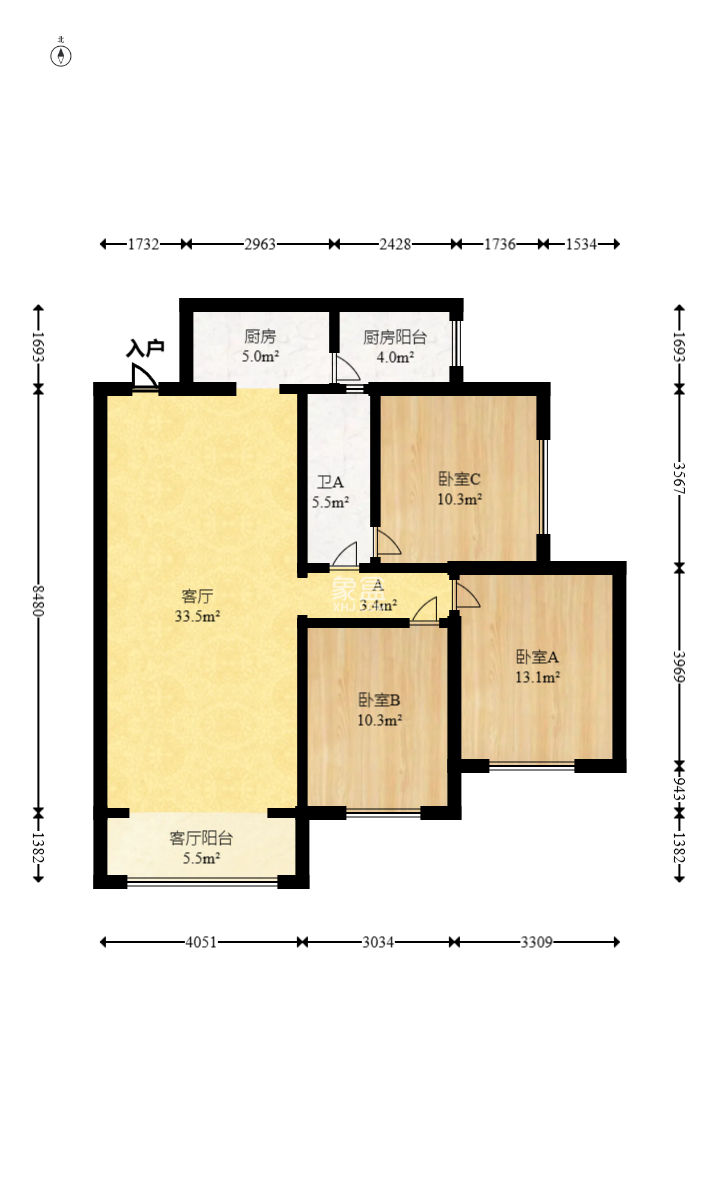 芙蓉別墅山莊（嘉湘華庭） 3室2廳1衛 130.00萬