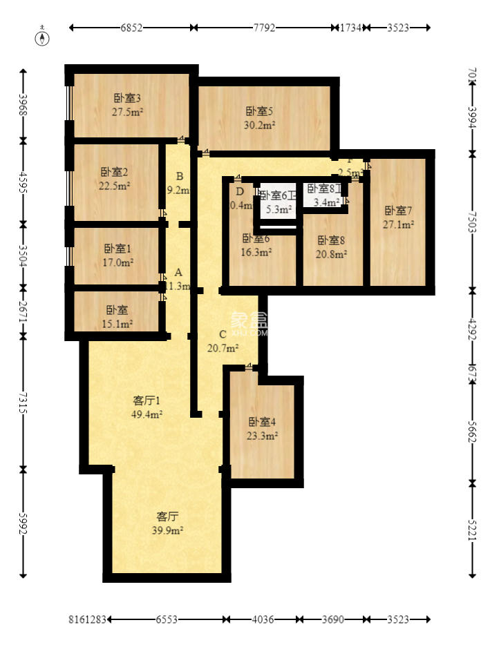 月亮湾草莓街区一、二期  18室3厅10卫    1060.0万 月亮湾草莓街区一、二期  18室3厅10卫    1060.0万户型图