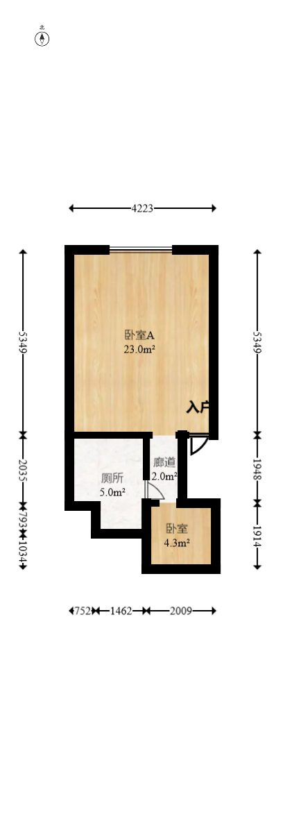 龙湖新壹城  2室1厅2卫   50.00万室内图1