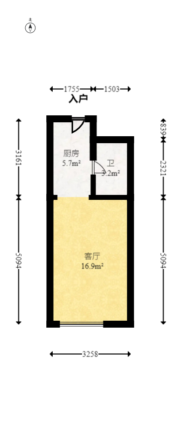 正荣悦玺  1室1厅1卫   38.00万室内图1