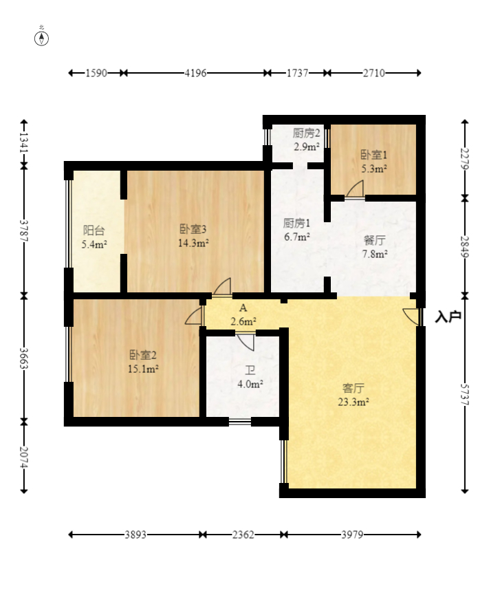 阳光锦城 2室2厅1卫 112.0万 阳光锦城 2室2厅1卫 112.0万户型图