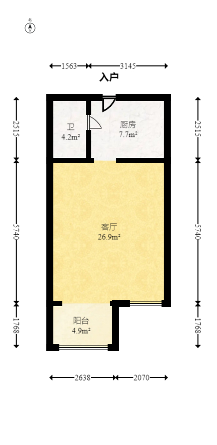 万博汇 1室1厅1卫 49.0万 万博汇 1室1厅1卫 49.0万户型图