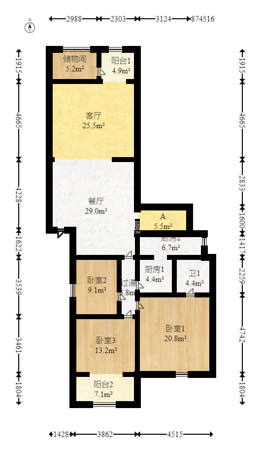 华盛家园  4室2厅2卫   135.80万