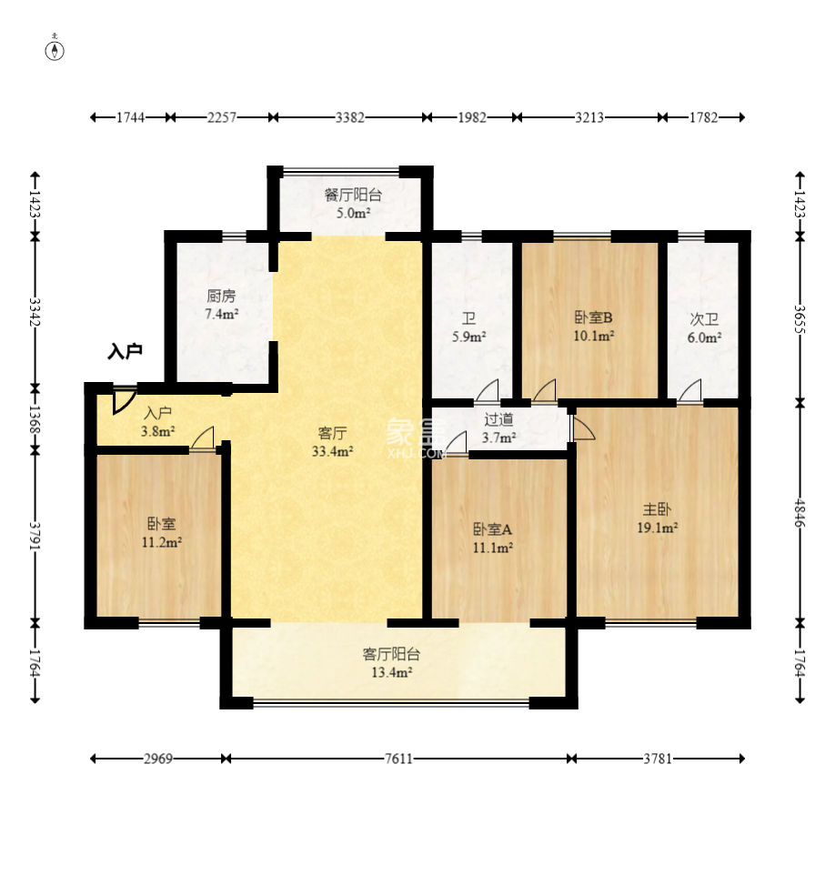 东原麓印长江B区  4室2厅2卫   220.00万