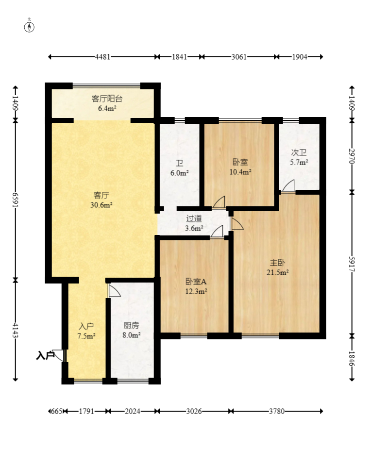 尚都花园城 3室2厅2卫 87.8万 尚都花园城 3室2厅2卫 87.8万户型图