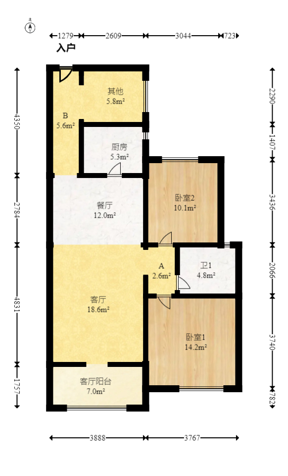 长城水郡  3室2厅1卫   85.80万室内图1