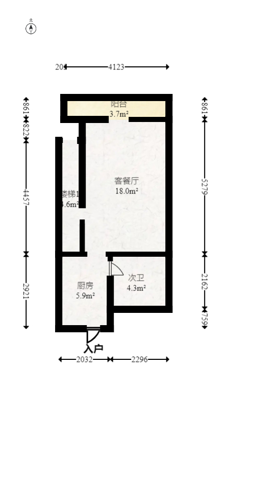 梦想新天地  2室1厅1卫   50.00万室内图1