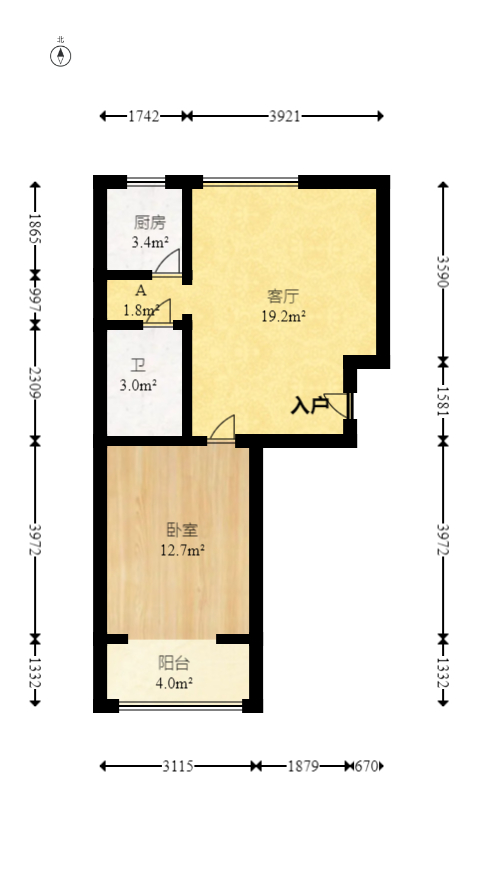 西城龙庭  1室1厅1卫   60.00万室内图1
