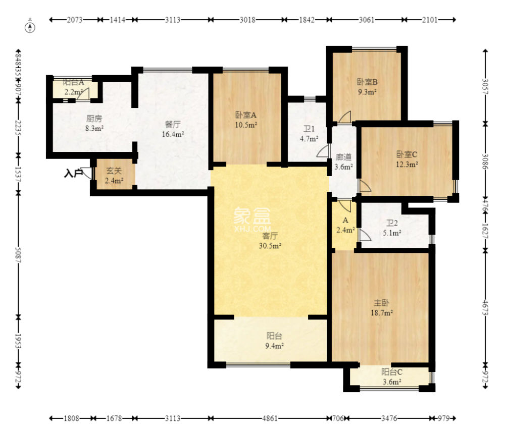 中海国际二期  4室2厅2卫    108.0万