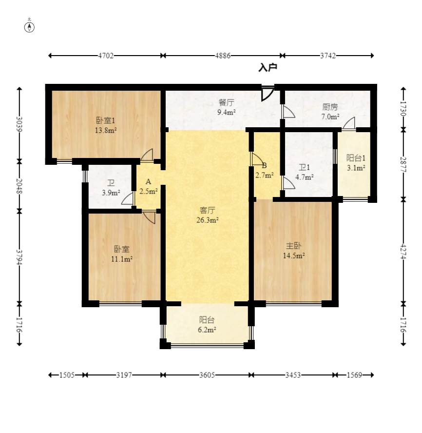 运达锦绣广场  3室2厅2卫    160.0万 运达锦绣广场  3室2厅2卫    160.0万户型图