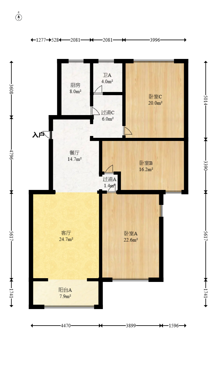 鄱阳小区  3室2厅2卫   95.00万室内图1