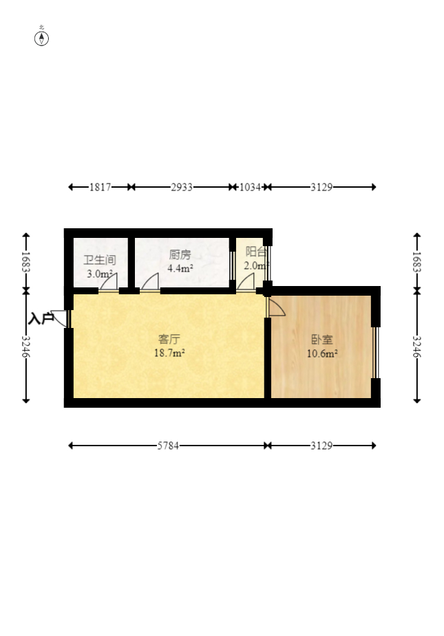 兴威帕克水岸 1室1厅1卫 29.8万 兴威帕克水岸 1室1厅1卫 29.8万户型图