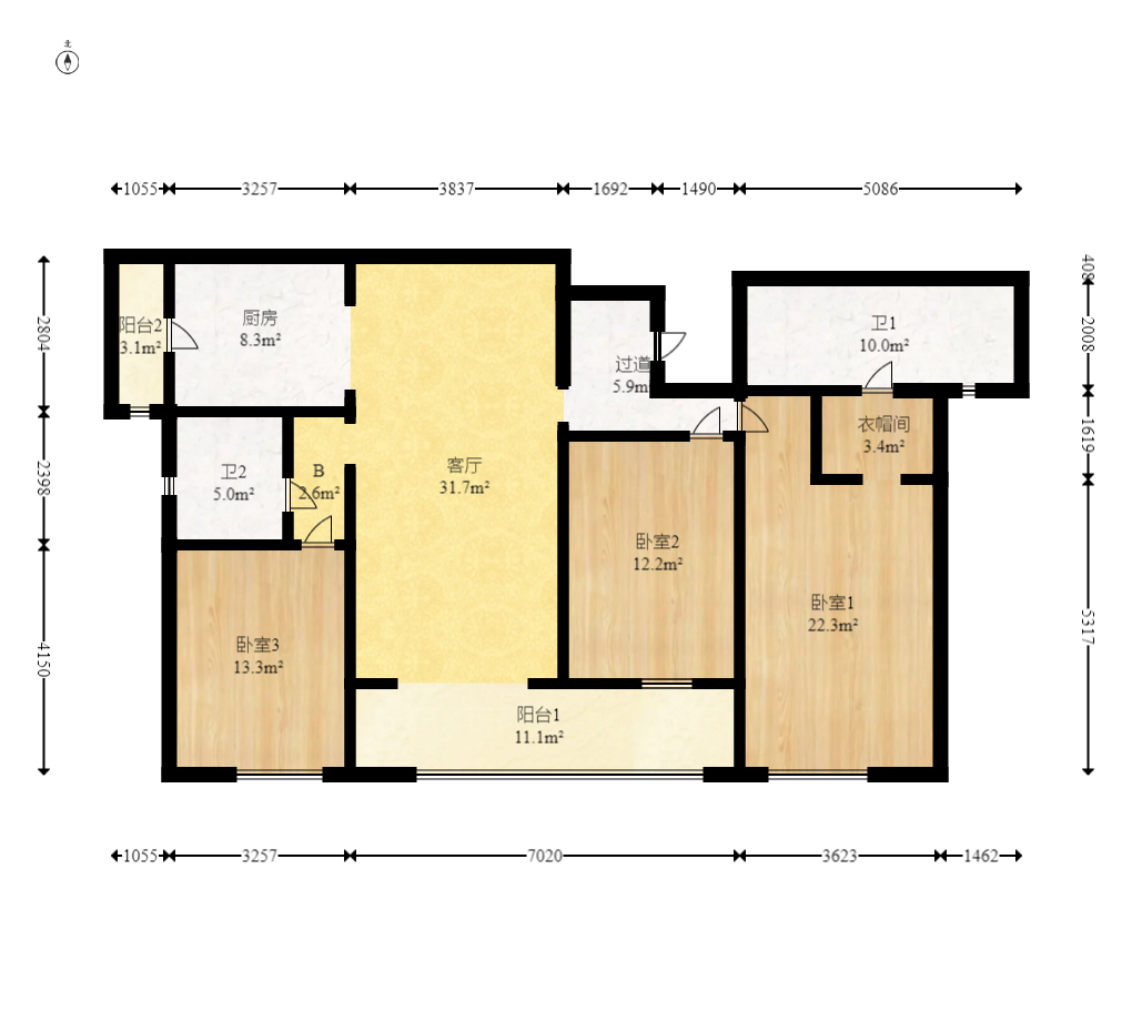 万科紫台  3室2厅2卫   320.00万室内图1