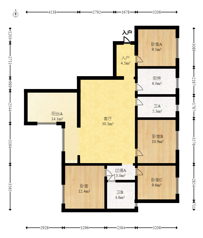 蓝光幸福满庭 4室2厅2卫 90.0万 蓝光幸福满庭 4室2厅2卫 90.0万户型图