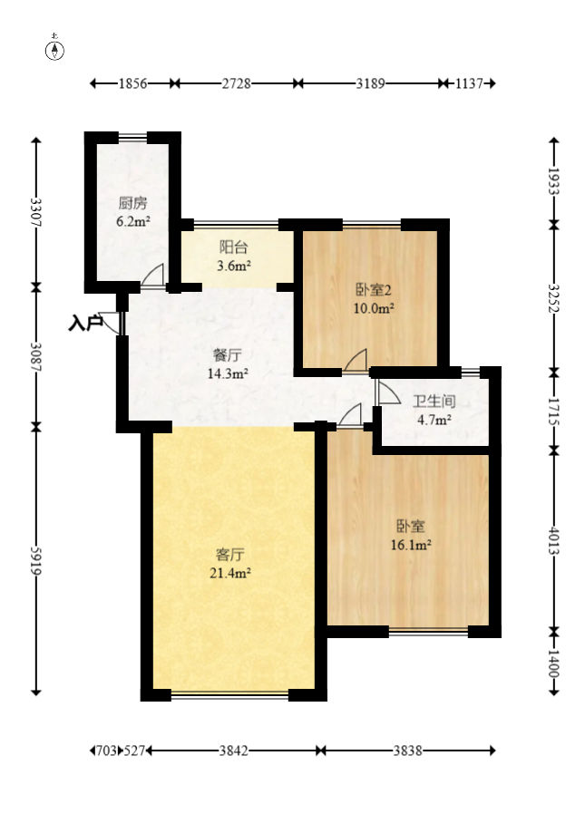 东业苹果社区  2室2厅1卫    48.0万室内图1