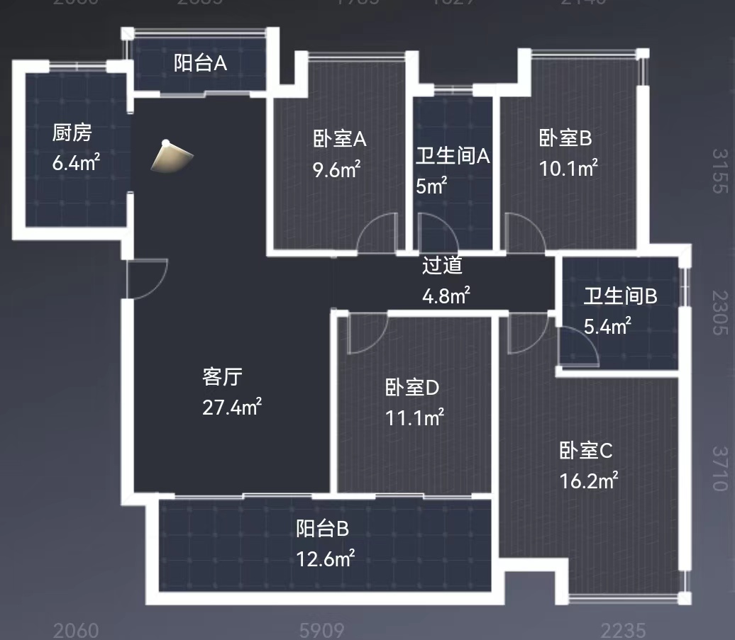 长房湘江府  4室2厅2卫   106.00万