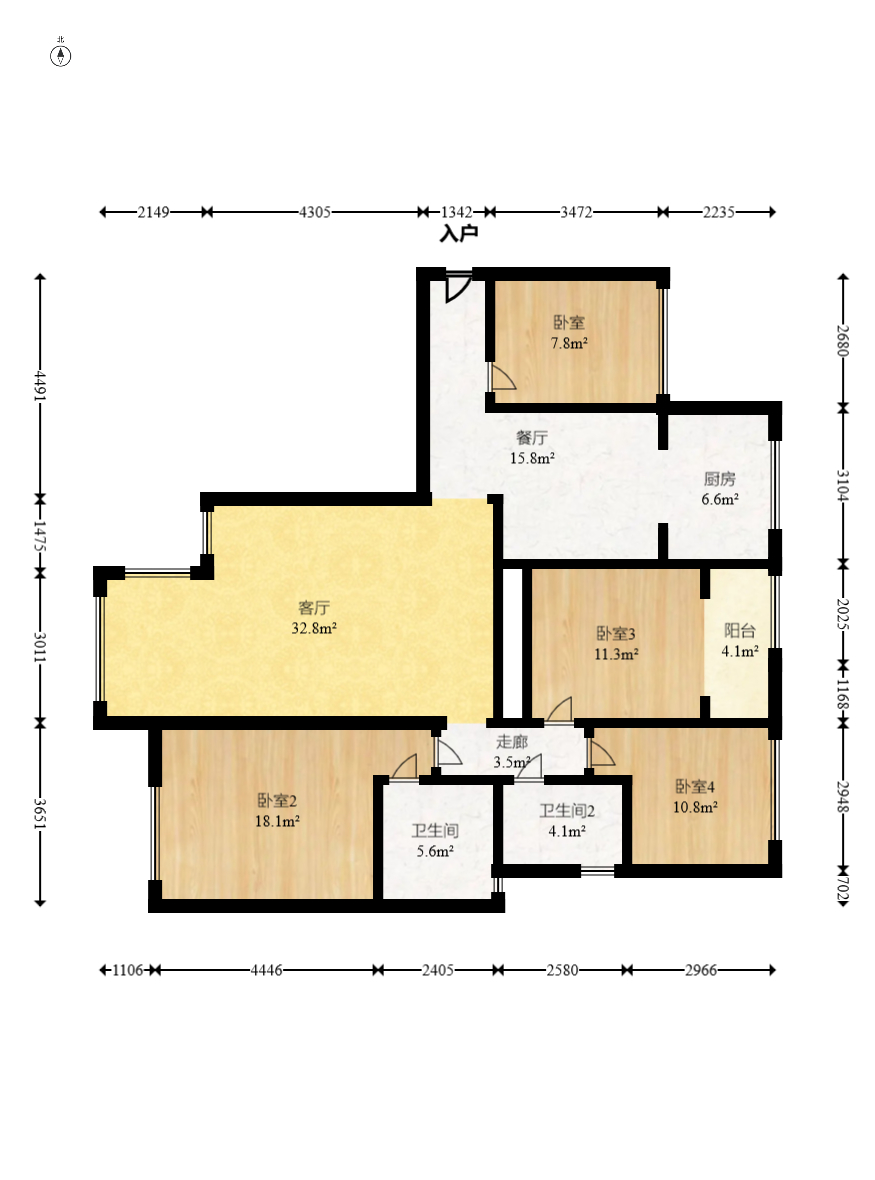 旭辉华庭 4室2厅2卫 87.8万 旭辉华庭 4室2厅2卫 87.8万户型图
