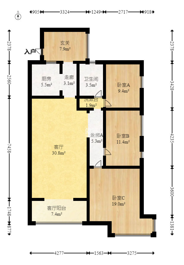 星城荣域  3室2厅2卫   129.80万