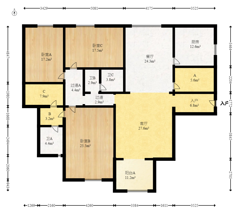 岳泰理想城 4室2厅2卫 110.0万 岳泰理想城 4室2厅2卫 110.0万户型图