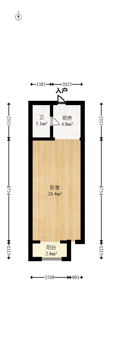万科魅力之城  1室1厅1卫   27.00万室内图1