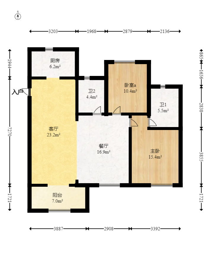 新城国际花都 3室2厅2卫 84.0万 新城国际花都 3室2厅2卫 84.0万户型图